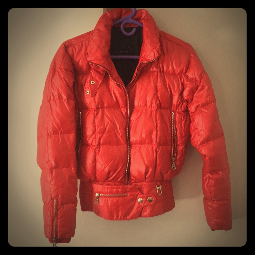 Bogner Goose Down Fitted Red Jacket, size 6